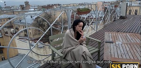 trendsSIS.PORN. Whore with cigarette rocks out with virgin stepbro